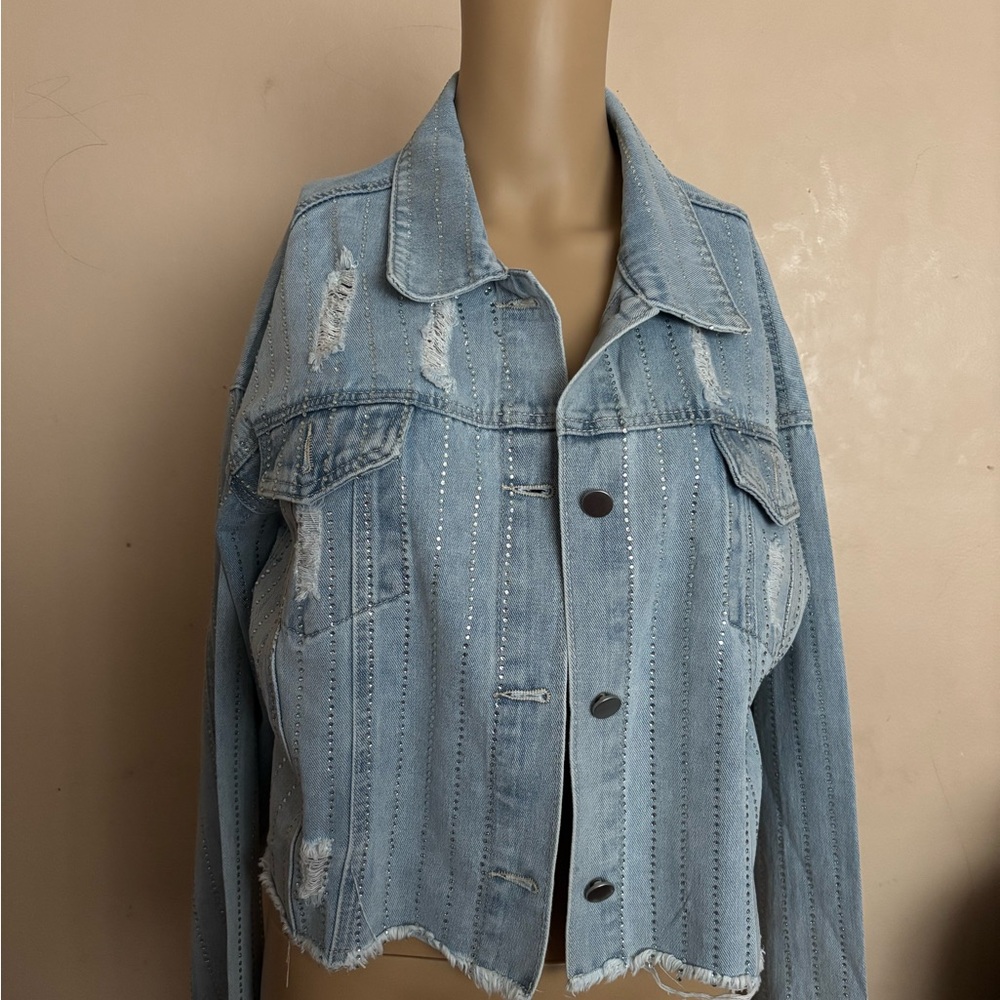 Light Blue Distressed Denim Jacket